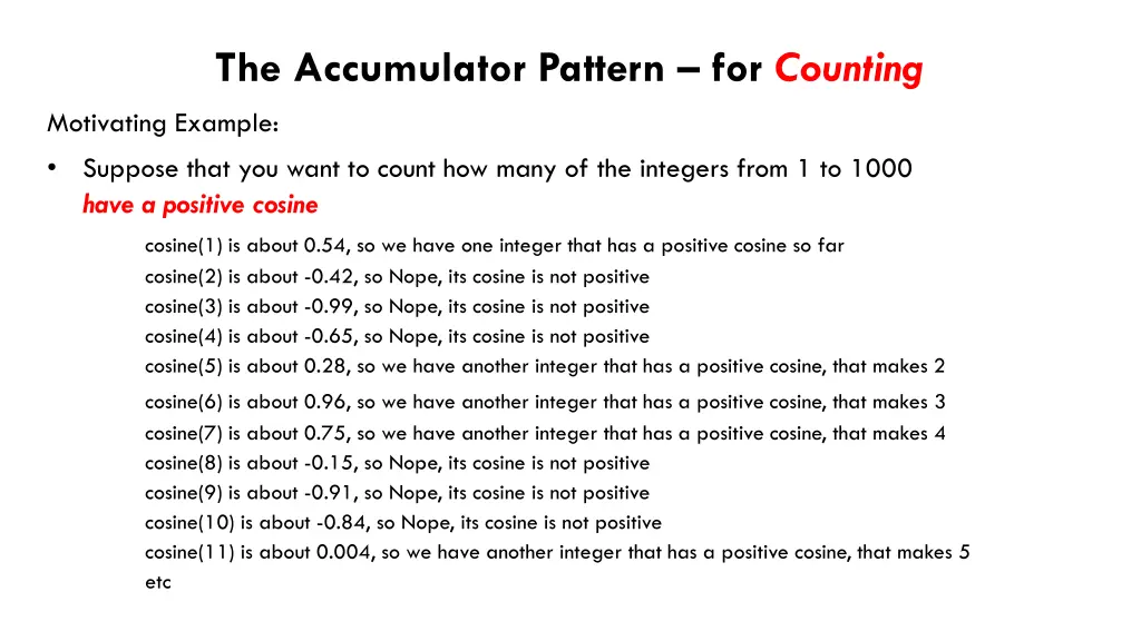 the accumulator pattern for counting