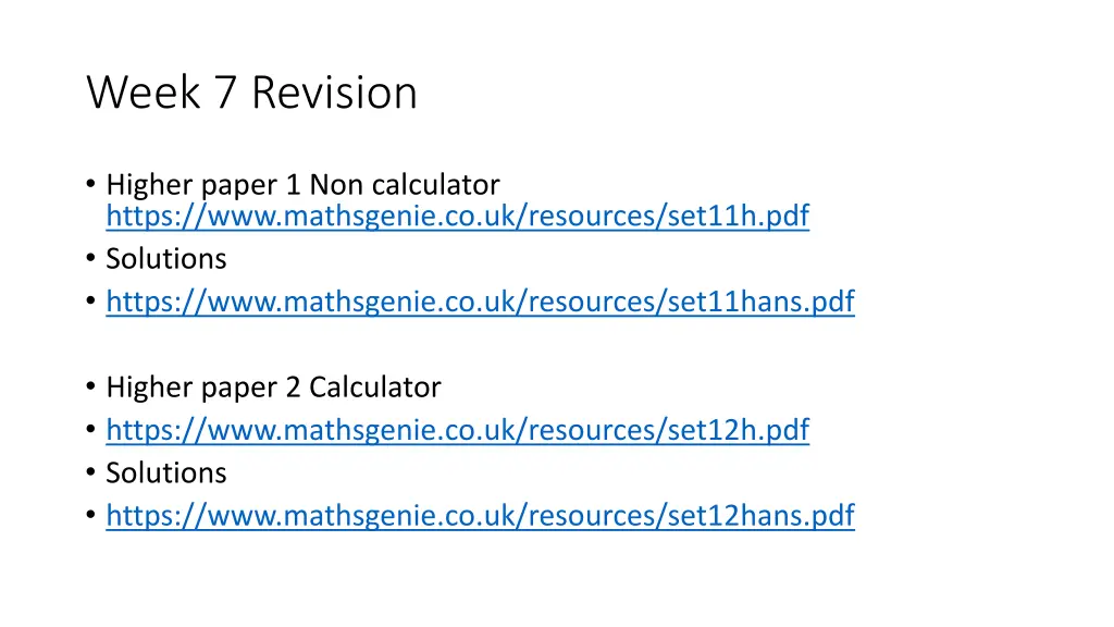 week 7 revision