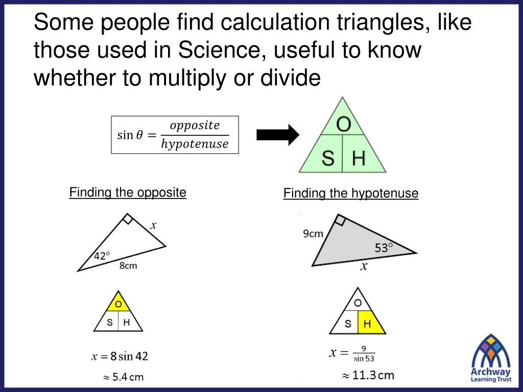 some people find calculation triangles like those