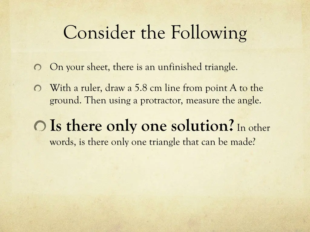consider the following 1
