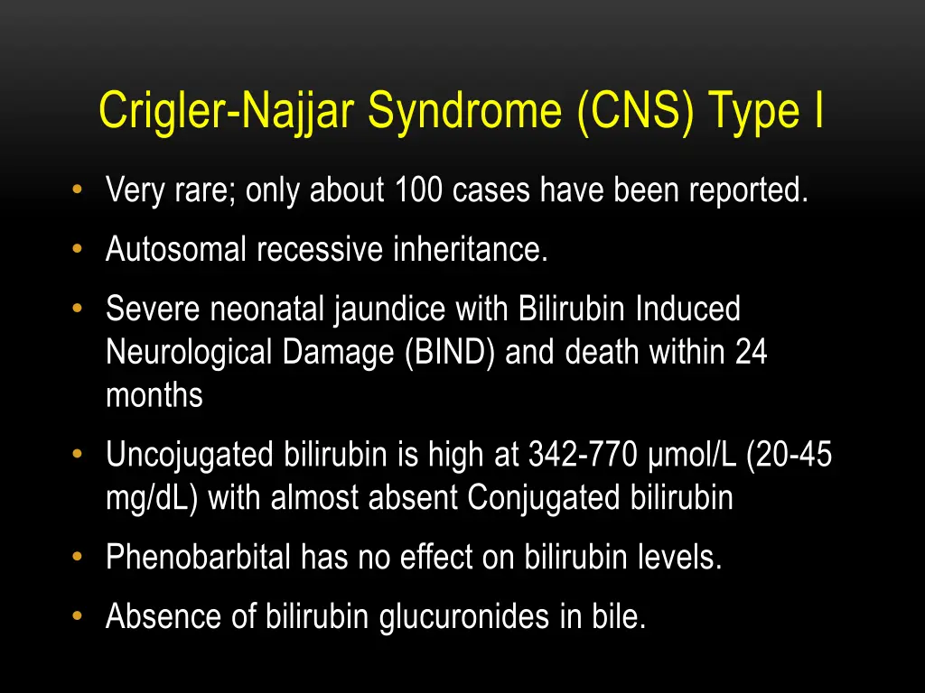 crigler najjar syndrome cns type i