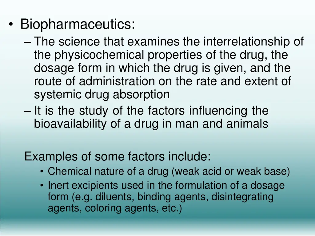 biopharmaceutics the science that examines