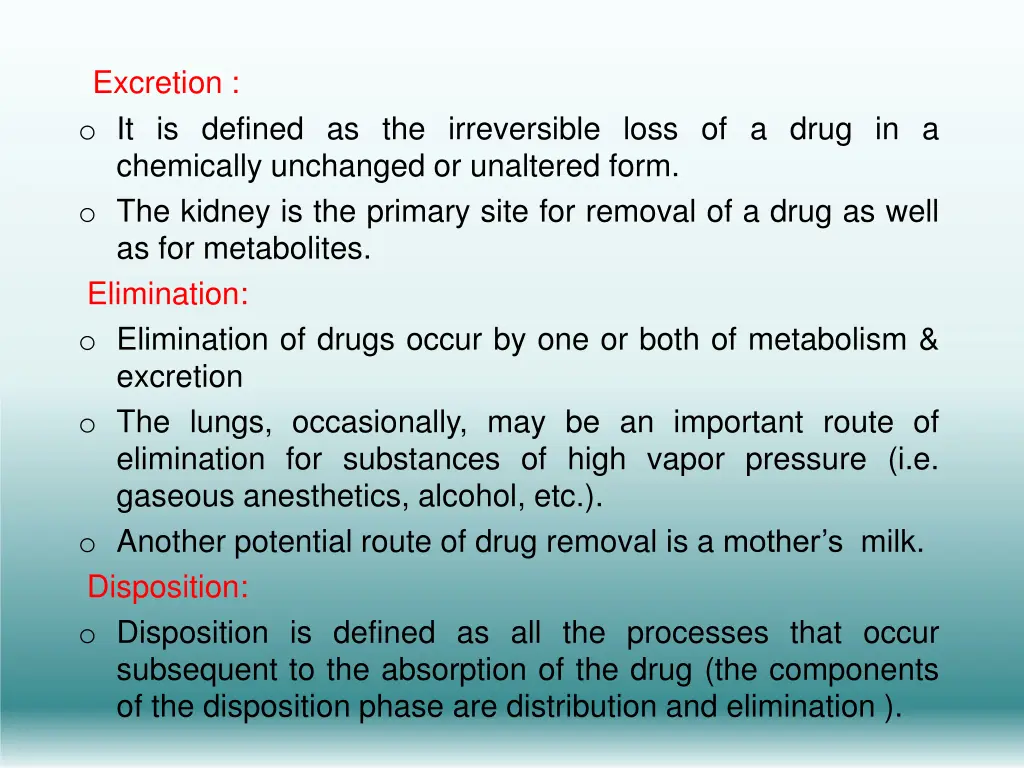 excretion o it is defined as the irreversible