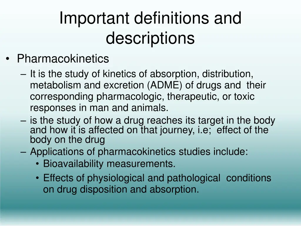 important definitions and descriptions