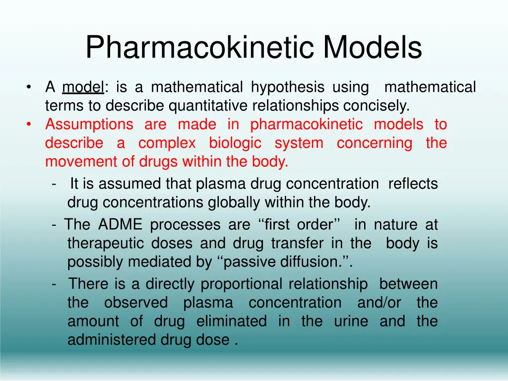 pharmacokinetic models