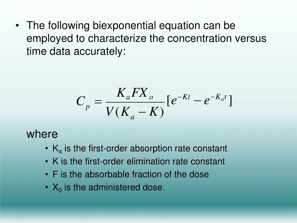 the following biexponential equation