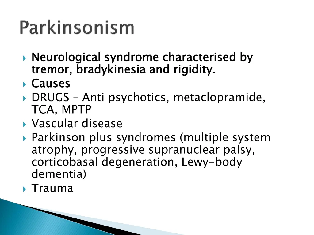 neurological syndrome characterised by tremor