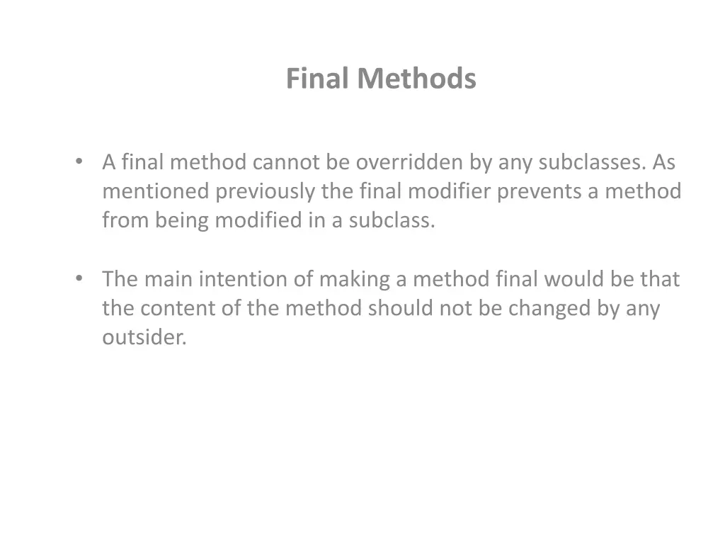 final methods