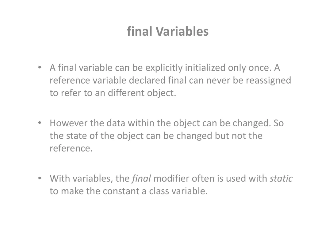 final variables