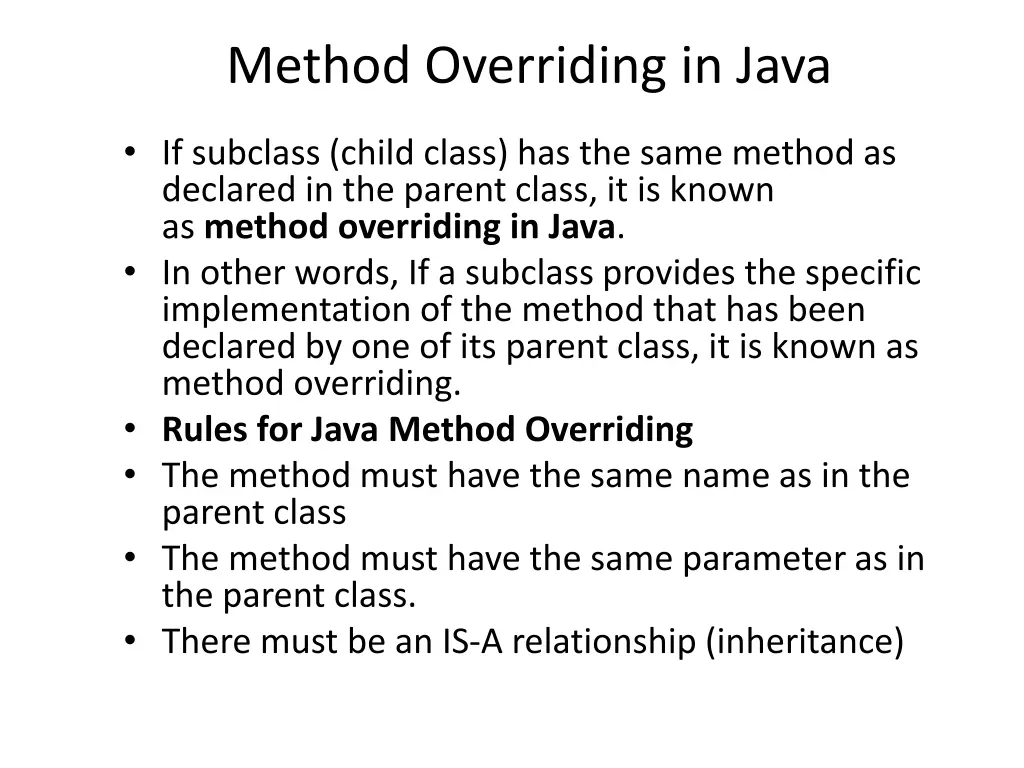 method overriding in java