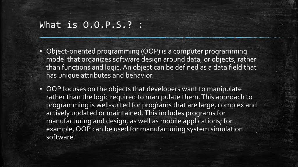 what is o o p s