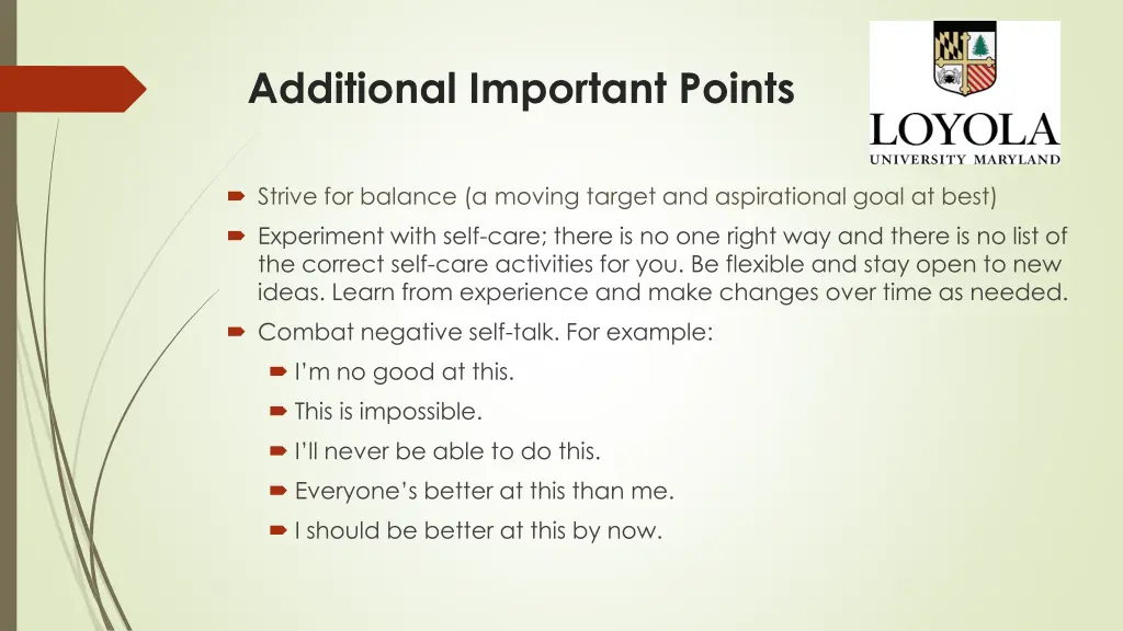 additional important points
