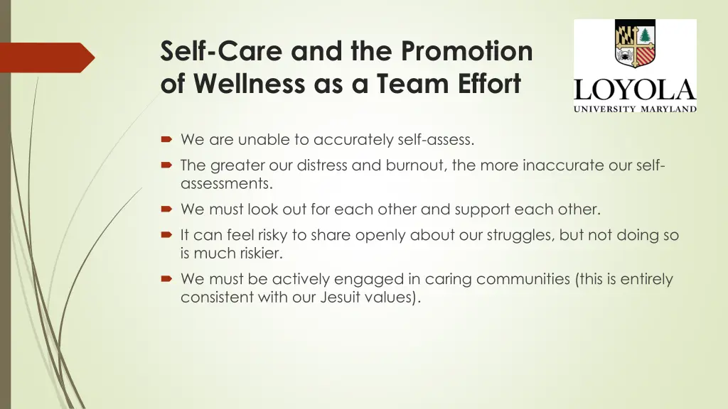 self care and the promotion of wellness as a team