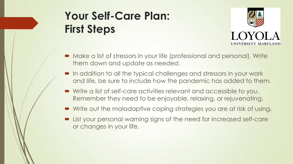 your self care plan first steps