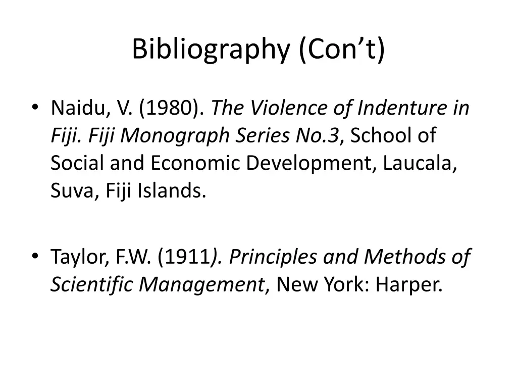 bibliography con t