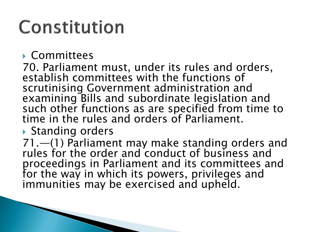 committees 70 parliament must under its rules
