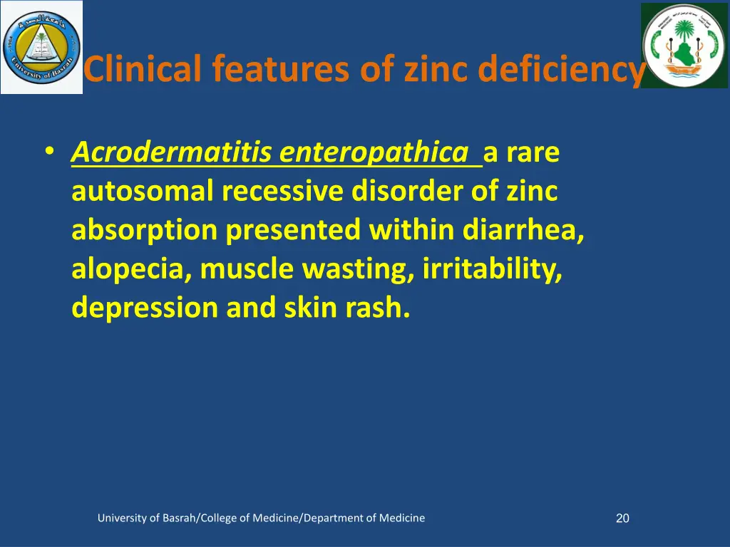 clinical features of zinc deficiency 1