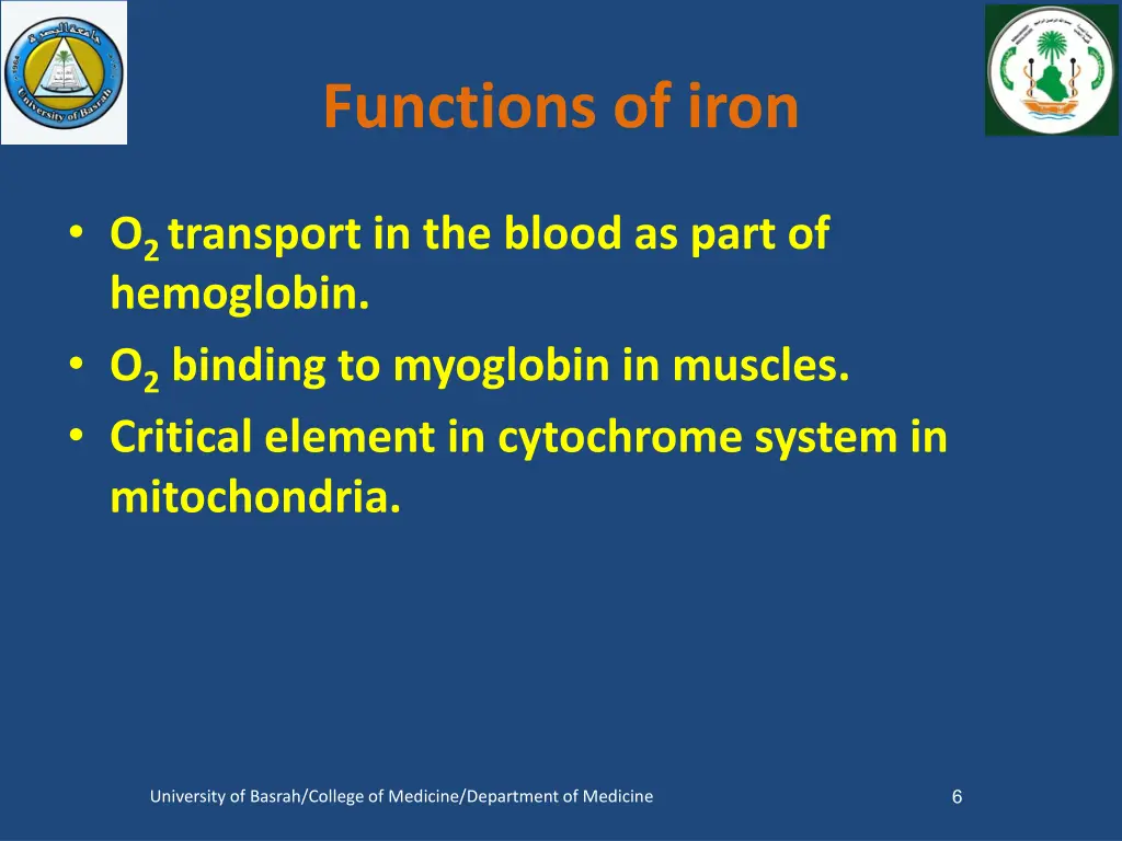 functions of iron