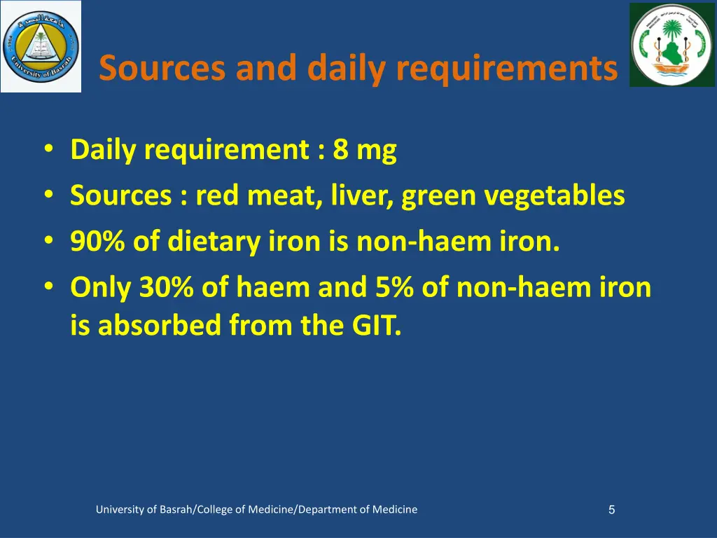 sources and daily requirements