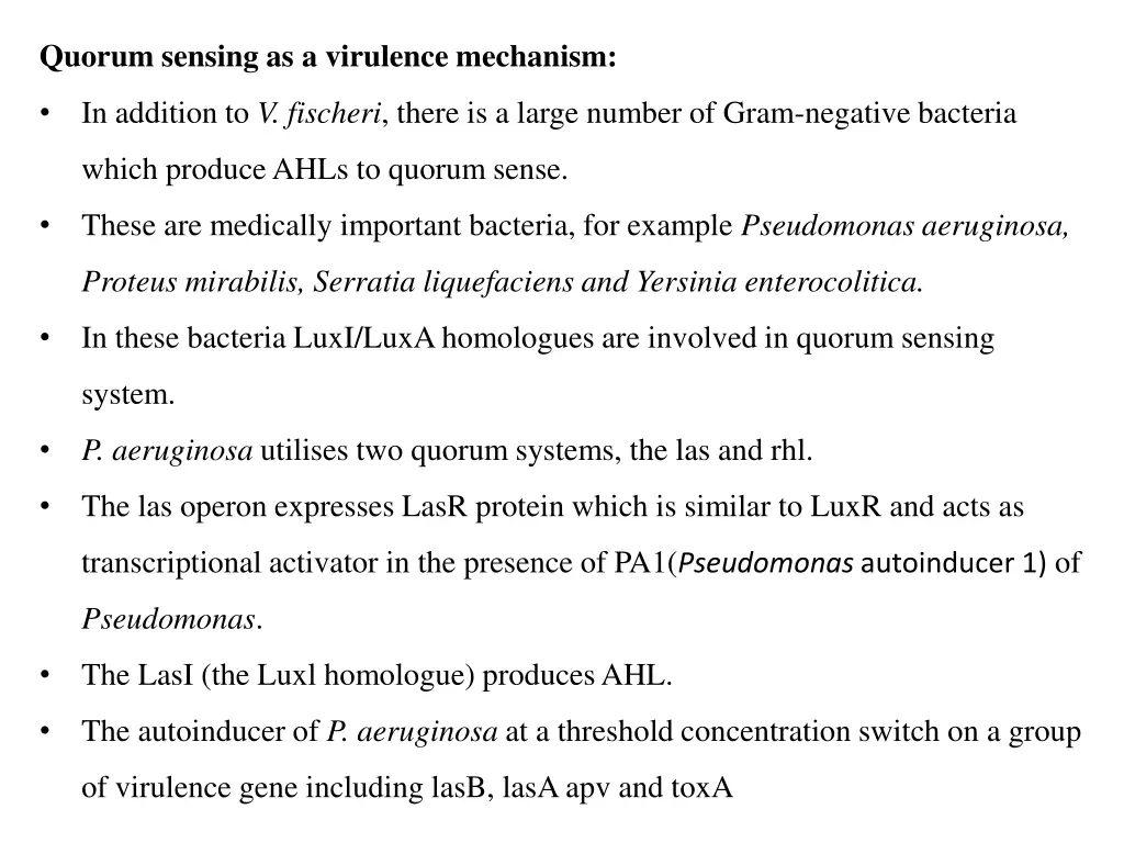 quorum sensing as a virulence mechanism