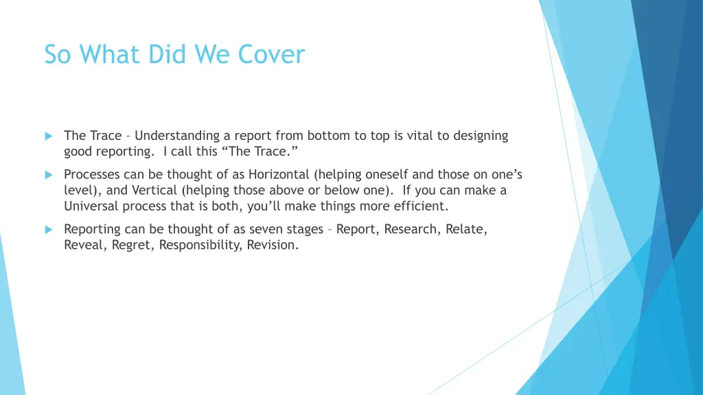 so what did we cover