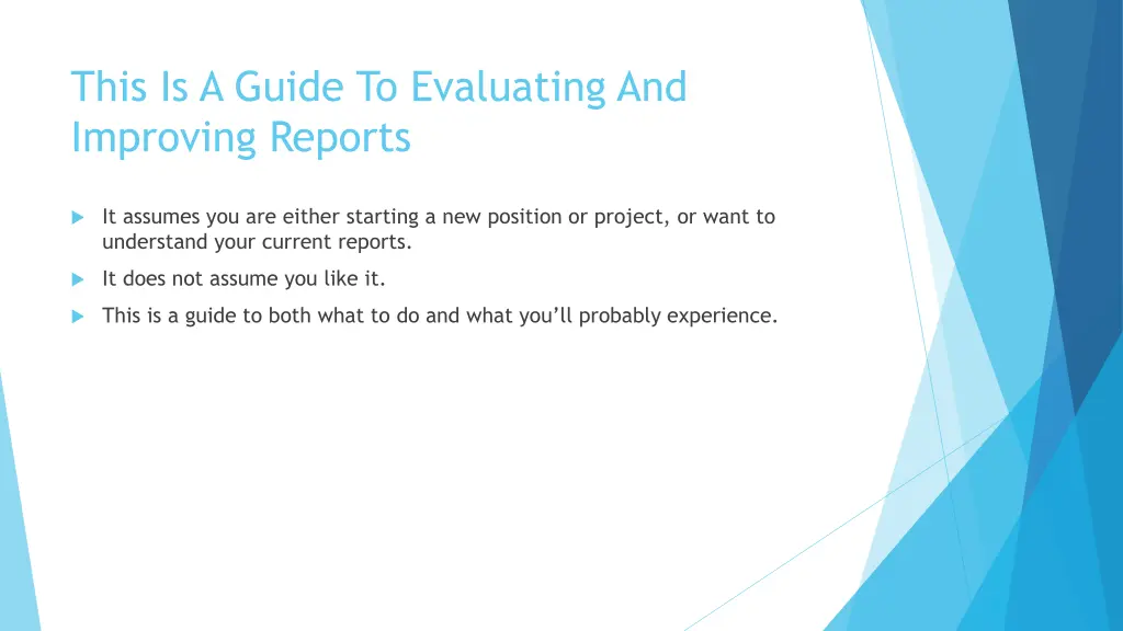 this is a guide to evaluating and improving