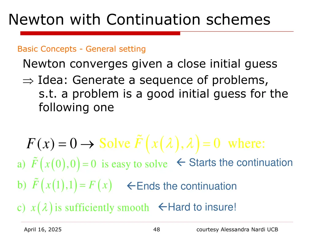 newton with continuation schemes