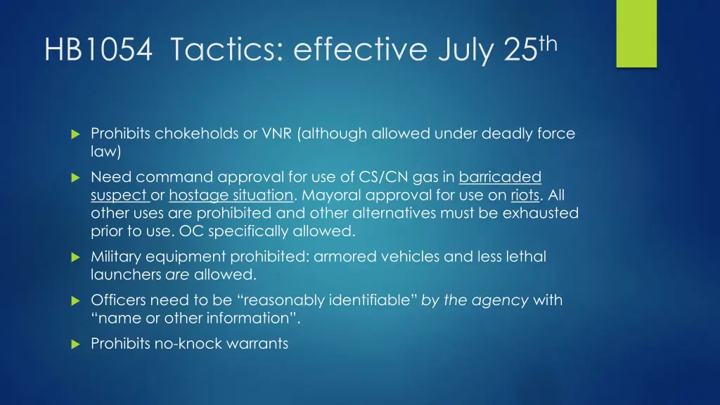 hb1054 tactics effective july 25 th