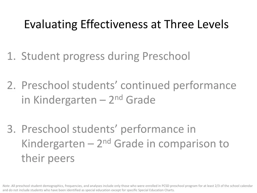 evaluating effectiveness at three levels
