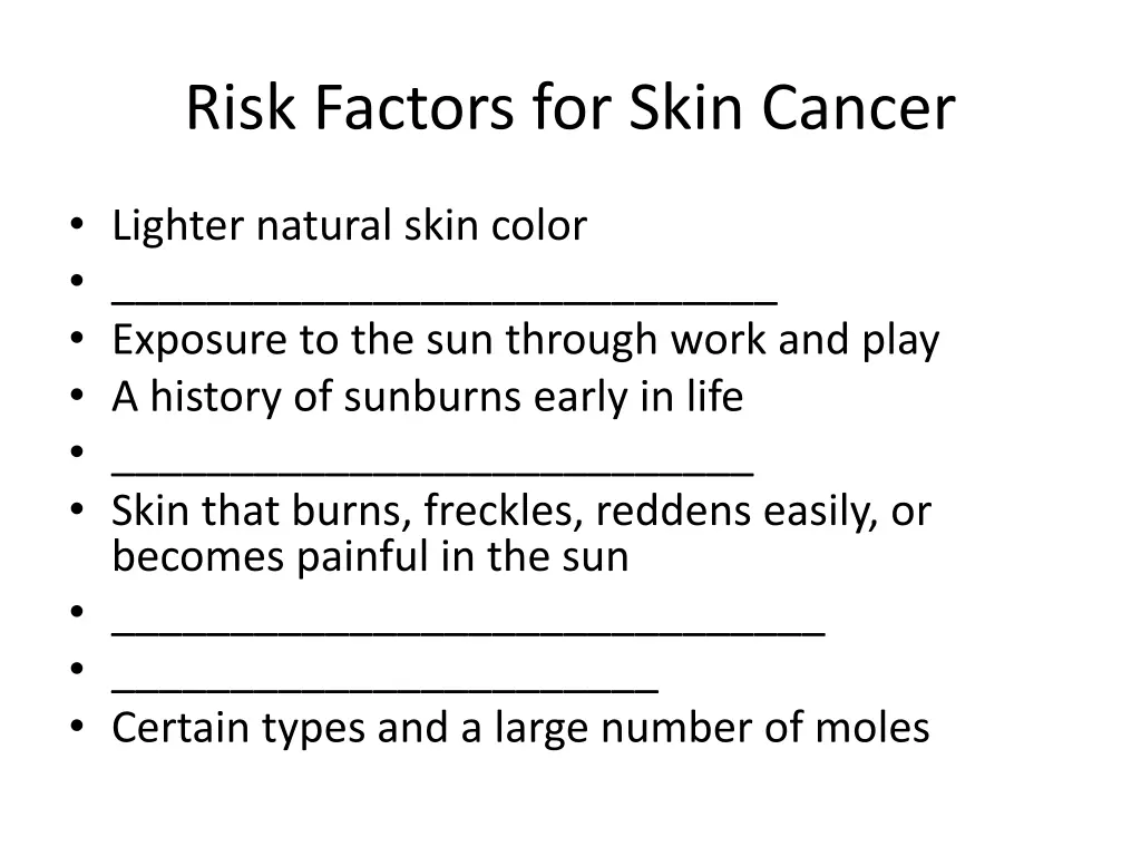 risk factors for skin cancer