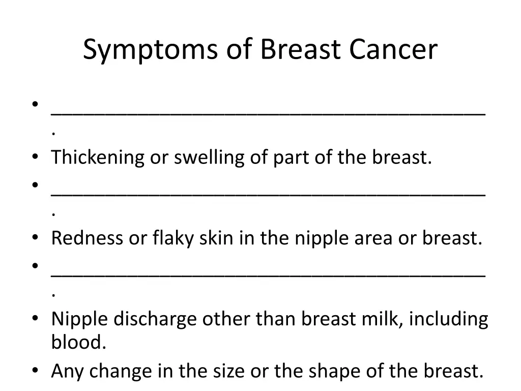 symptoms of breast cancer