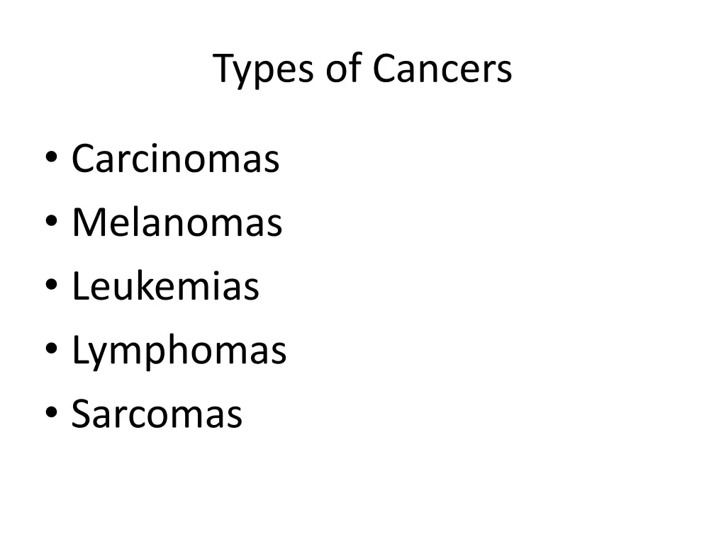 types of cancers
