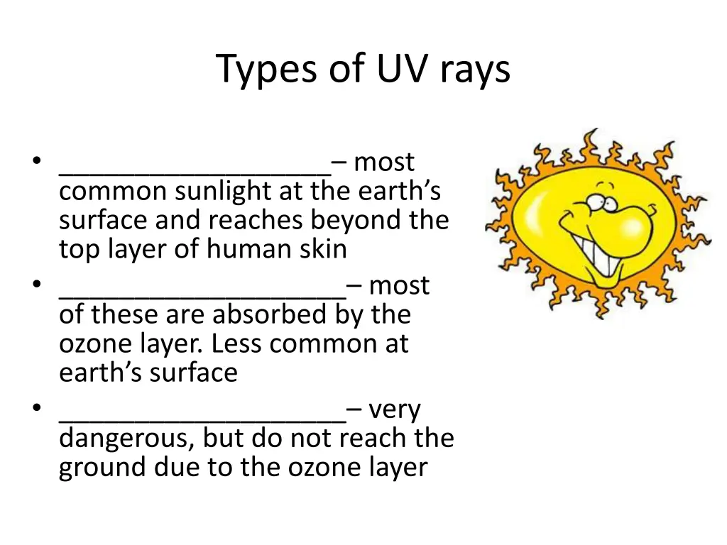 types of uv rays