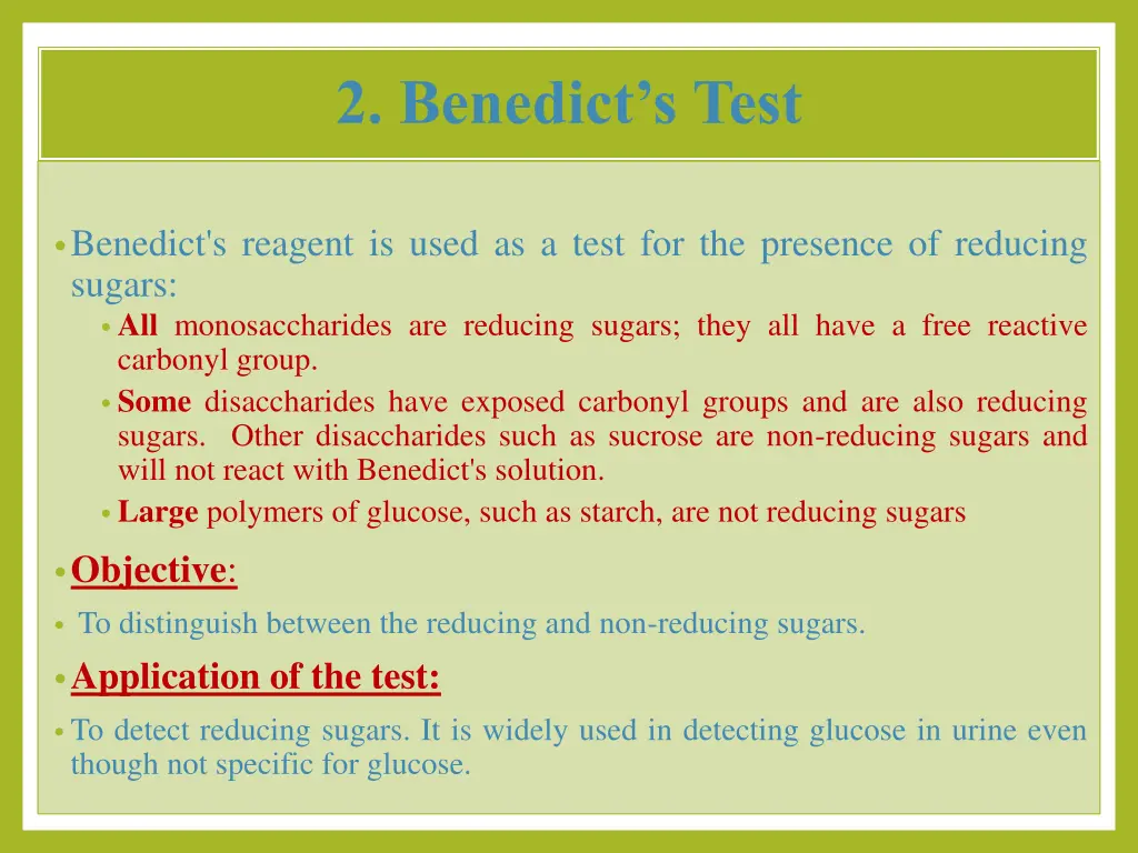 2 benedict s test