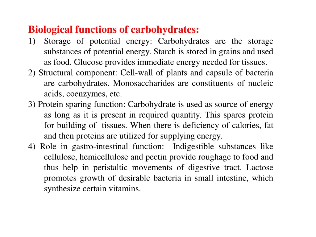 biological functions of carbohydrates 1 storage