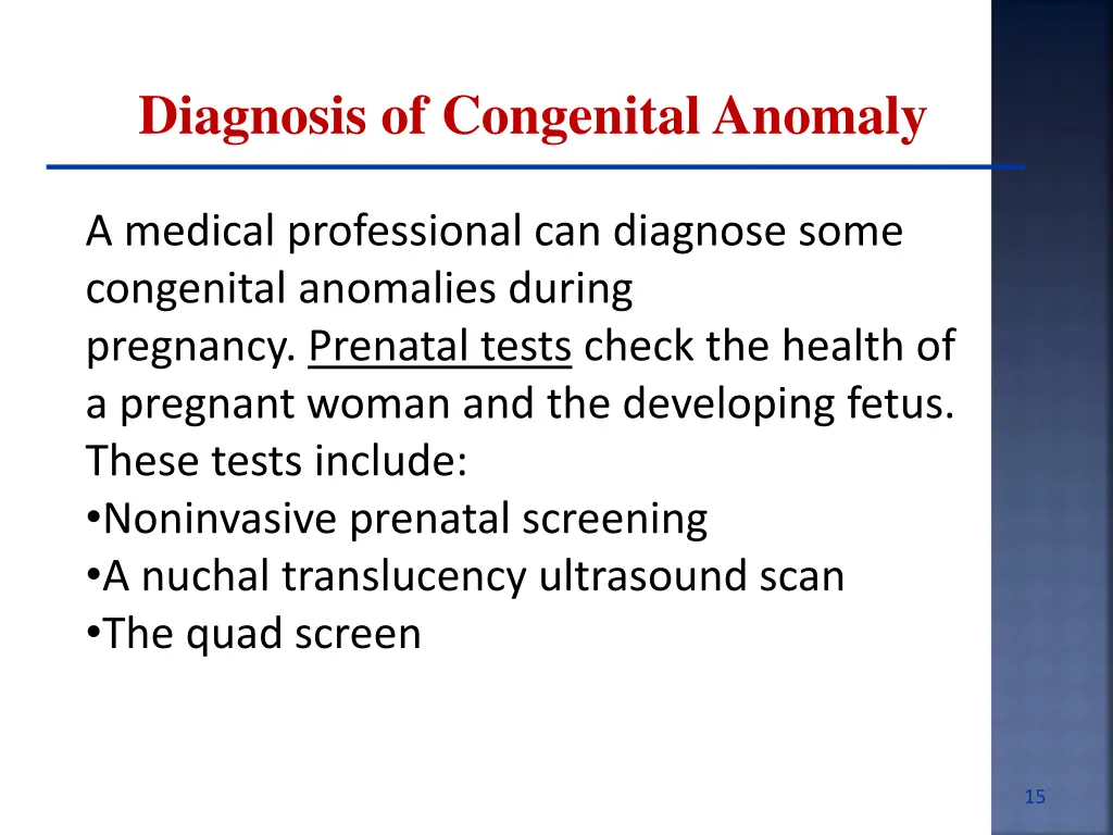 diagnosis of congenital anomaly