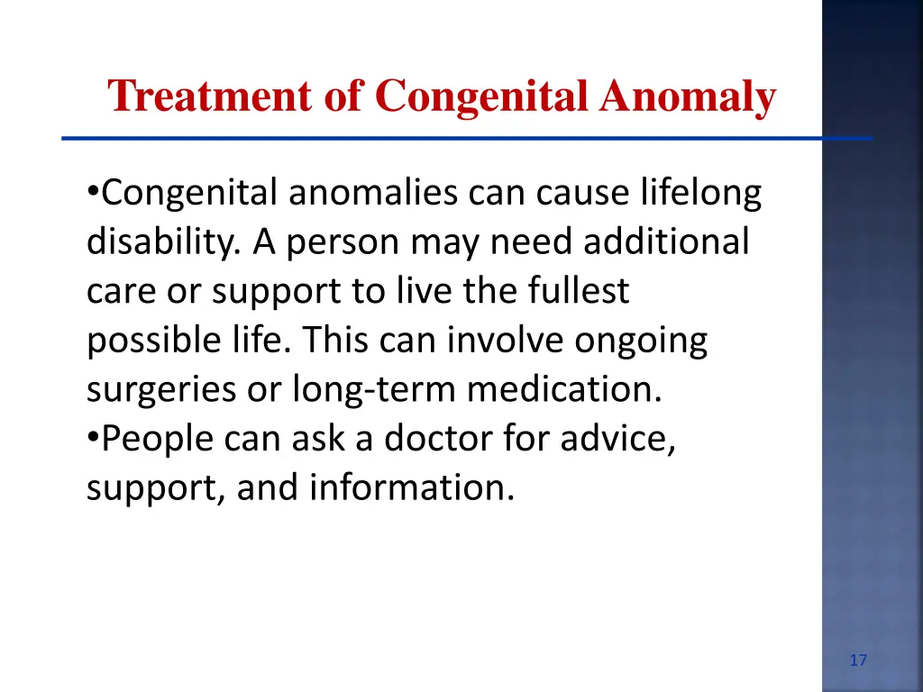 treatment of congenital anomaly 1