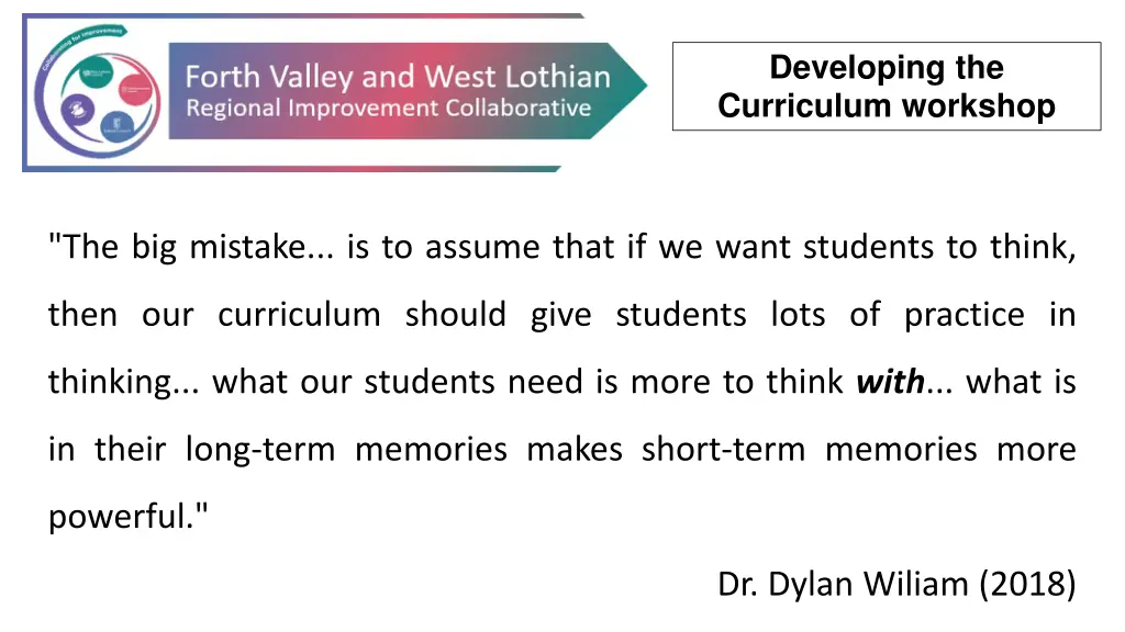 developing the curriculum workshop 4