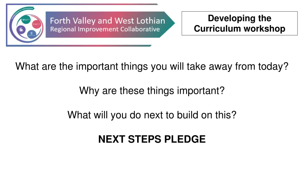 developing the curriculum workshop 5