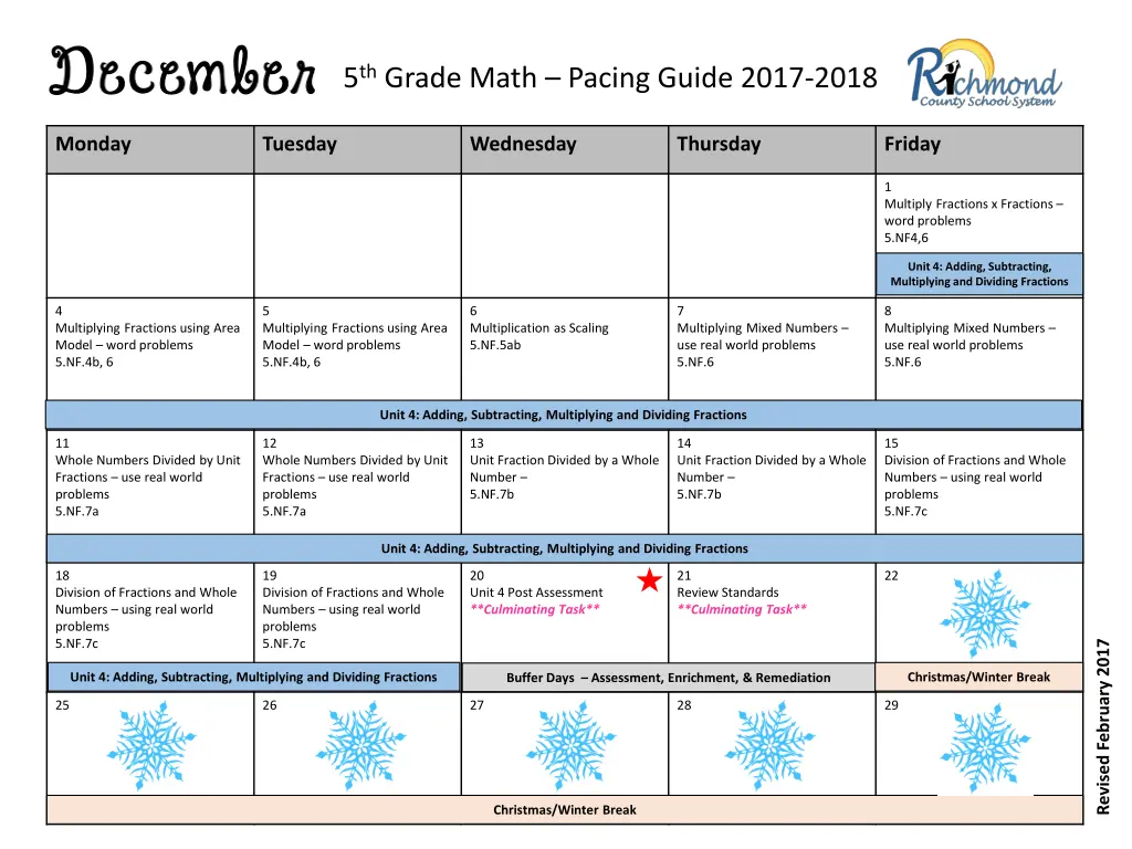 5 th grade math pacing guide 2017 2018 4