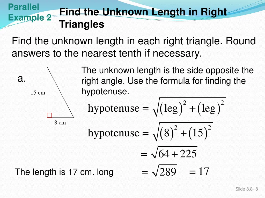parallel example 2 find the unknown length