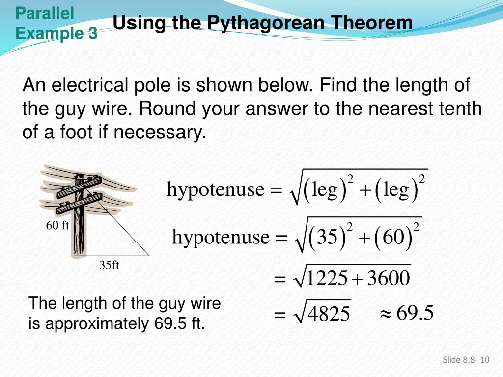 parallel example 3 using the pythagorean theorem