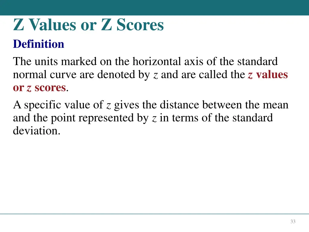 z values or z scores definition the units marked