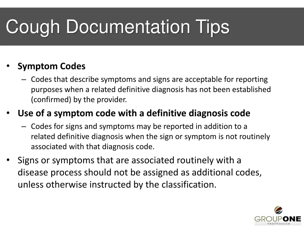 cough documentation tips