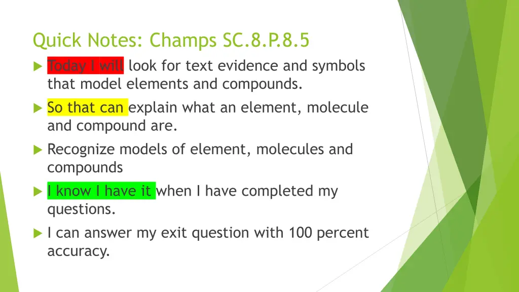 quick notes champs sc 8 p 8 5 today i will look