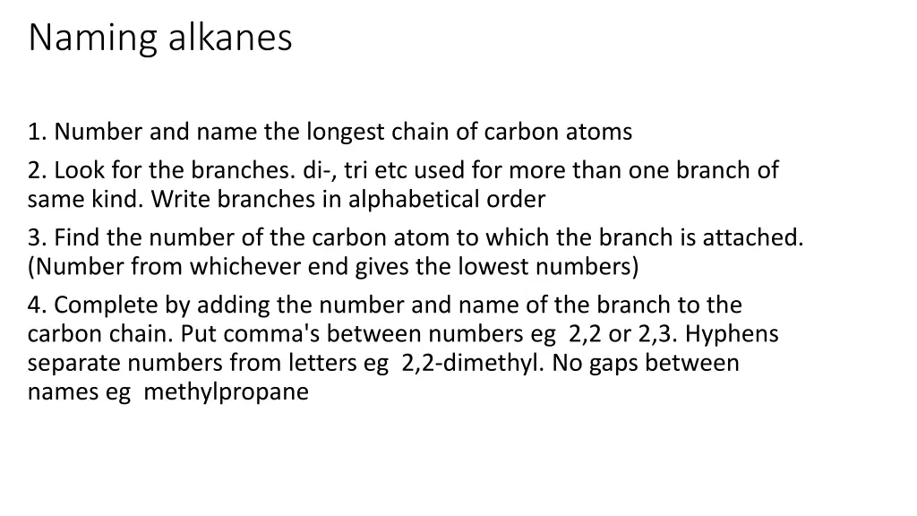 naming alkanes