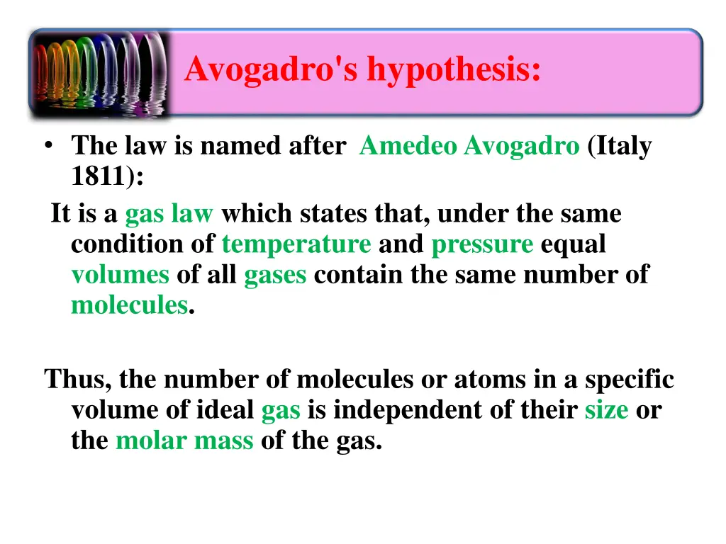 avogadro s hypothesis