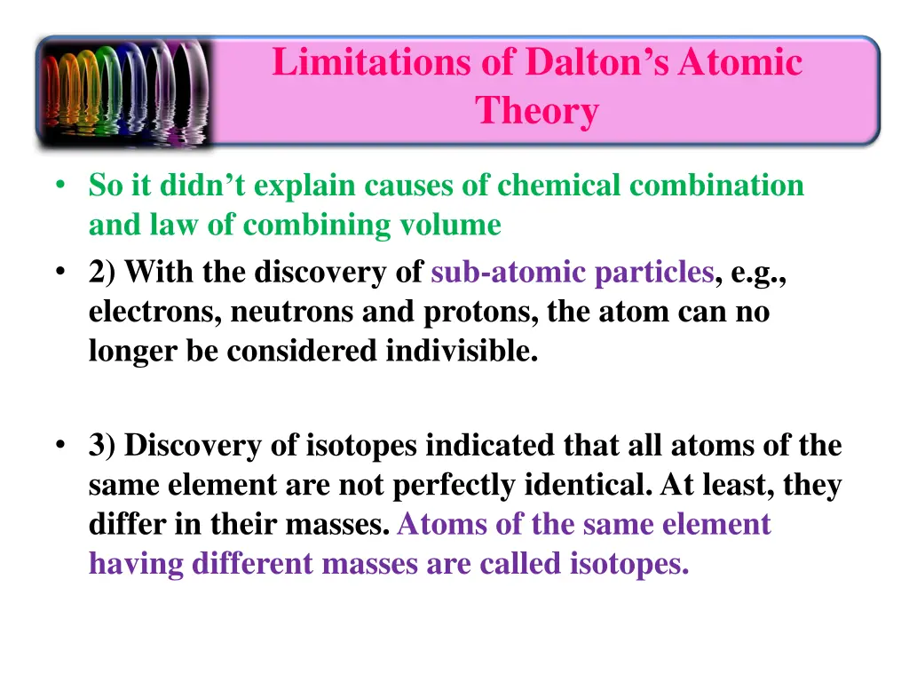 limitations of dalton s atomic theory 1