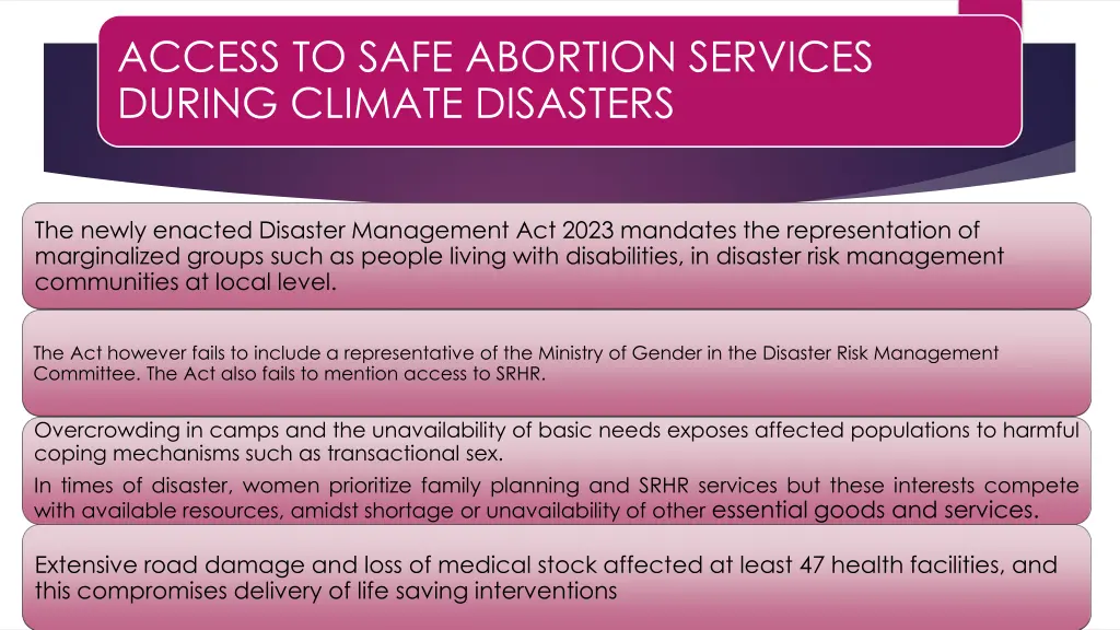 access to safe abortion services during climate