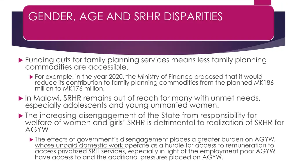 gender age and srhr disparities
